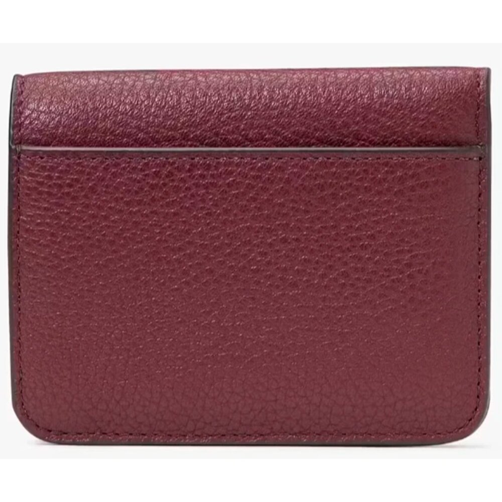 S Kate Spade Lena Small Bifold Wallet Cherrywood Leather KH788 NWT $179 Dark Red - Picture 2 of 6